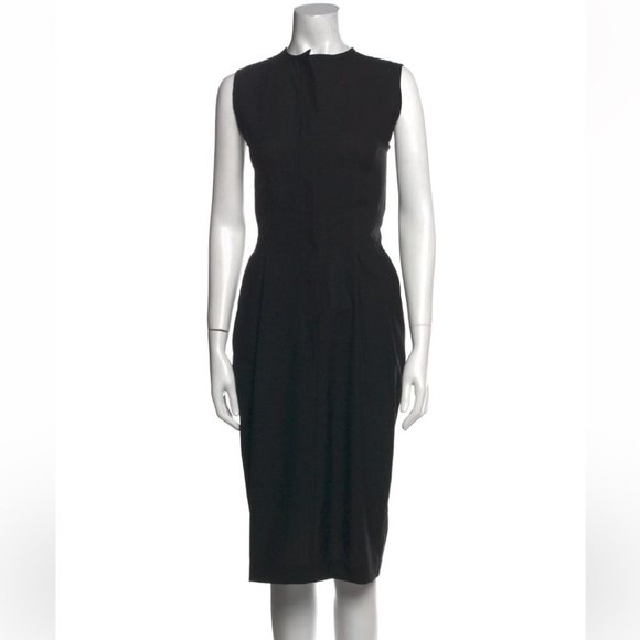 Balenciaga Paris Vintage Wool Midi Length Black Dress - Picture 1 of 15